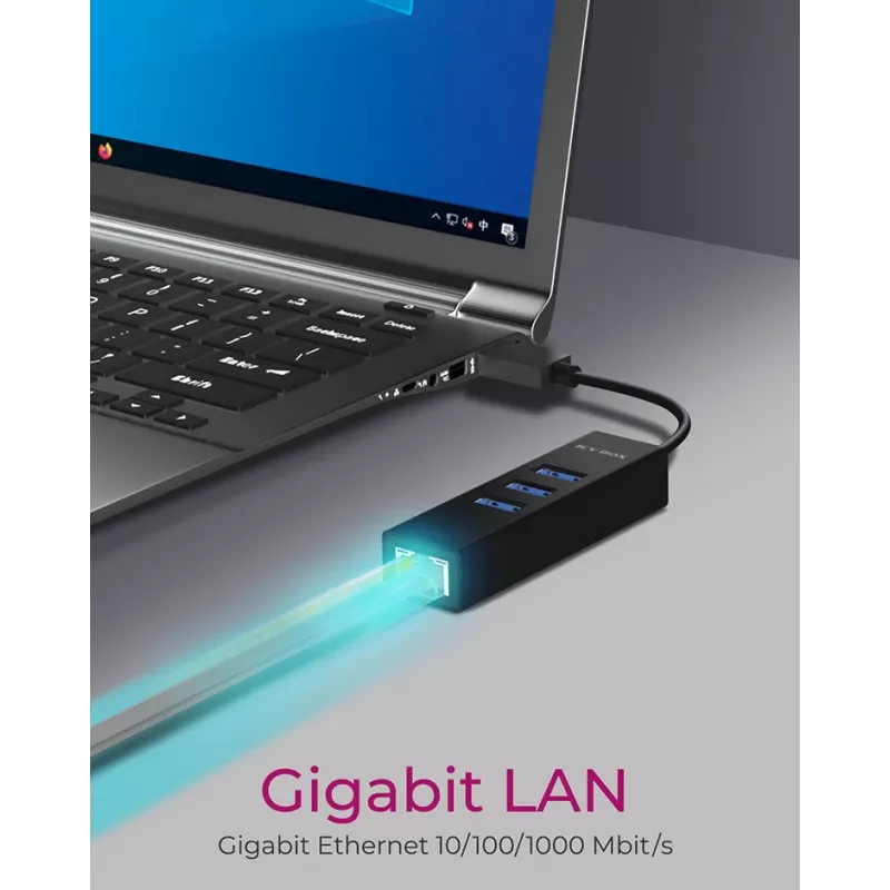 ICY BOX IB-HUB1419-LAN USB 3.2 Gen 1 (3.1 Gen 1) Type-A Black