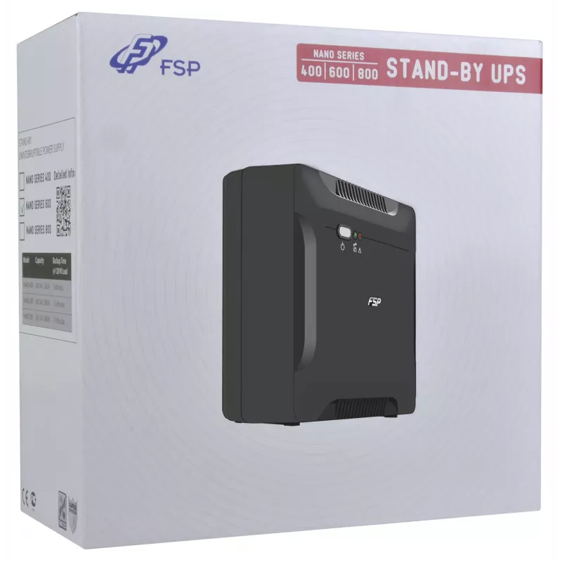 FSP Nano 800 uninterruptible power supply (UPS) Standby (Offline) 0.8 kVA 480 W 2 AC outlet(s)