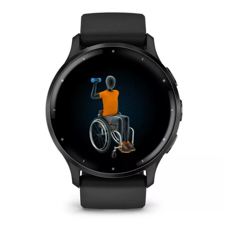 GARMIN INTERNATIONAL Venu 3 - Slate stainless steel bezel with black case and silicone band - 45mm