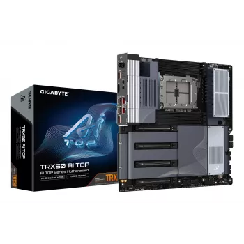 GIGABYTE TRX50 AI TOP-2B Motherboard - AMD Ryzen Threadripper PRO 7000 CPUs, 16+8+4 Phases Digital VRM, up to 5200 MHz DDR5, 4xPCIe 5.0 M.2, Wi-Fi 7, 10 GbE LAN, USB 4