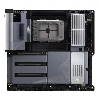 GIGABYTE TRX50 AI TOP-2B Motherboard - AMD Ryzen Threadripper PRO 7000 CPUs, 16+8+4 Phases Digital VRM, up to 5200 MHz DDR5, 4xPCIe 5.0 M.2, Wi-Fi 7, 10 GbE LAN, USB 4