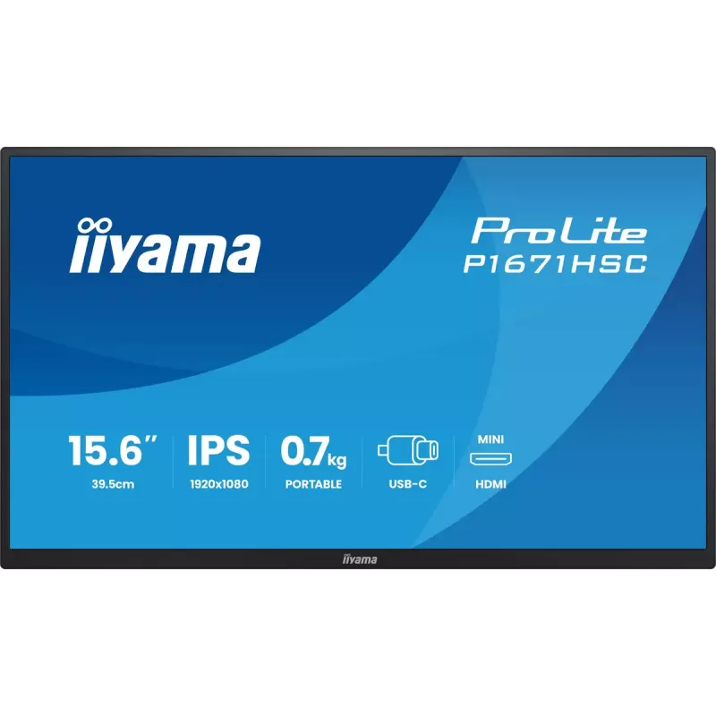 iiyama ProLite P1671HSC-B1 computer monitor 39.6 cm (15.6 inch) 1920 x 1080 pixels Full HD LED Black