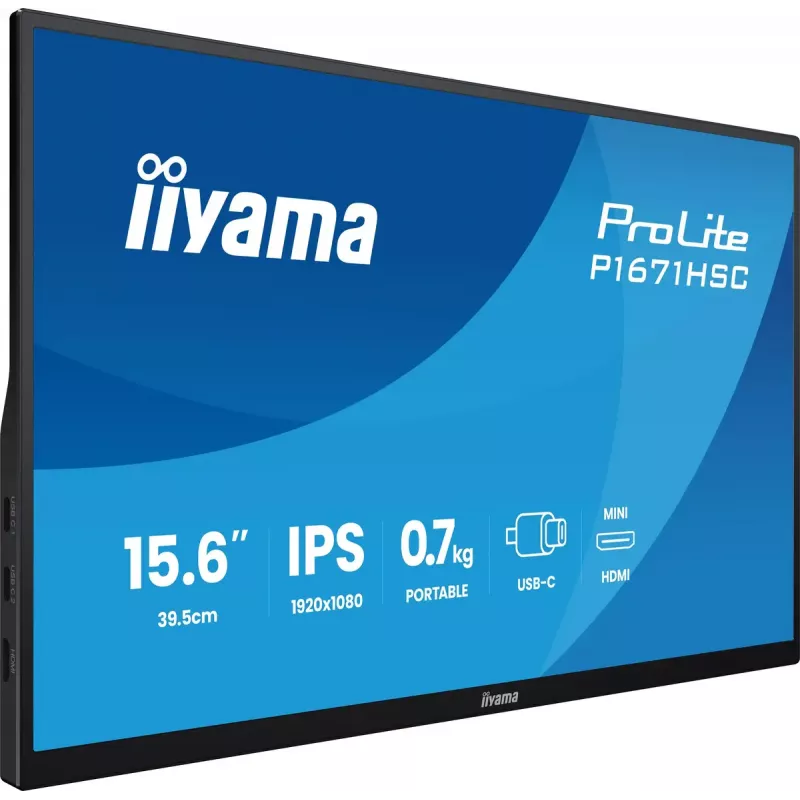 iiyama ProLite P1671HSC-B1 computer monitor 39.6 cm (15.6 inch) 1920 x 1080 pixels Full HD LED Black