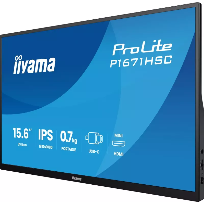 iiyama ProLite P1671HSC-B1 computer monitor 39.6 cm (15.6 inch) 1920 x 1080 pixels Full HD LED Black