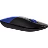 HP Z3700 Blue Wireless Mouse, Ambidextrous, Optical, RF Wireless, 1200 DPI, Blue