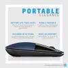 HP Z3700 Blue Wireless Mouse, Ambidextrous, Optical, RF Wireless, 1200 DPI, Blue