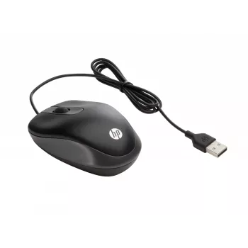 HP USB Travel Mouse, Ambidextrous, Optical, USB Type-A, 1000 DPI, Black