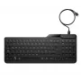 HP 405 Multi-Device Backlit Wired Keyboard, Full-size (100%), Wired, USB, Membrane, Black