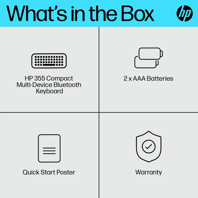 Compact Bluetooth Keyboard HP 355 — wireless mechanical keys, black, 0.34 kg