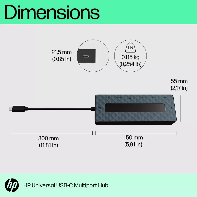 HP Universal USB-C Multiport Hub USB 3.2 Gen 1 Type-C Black