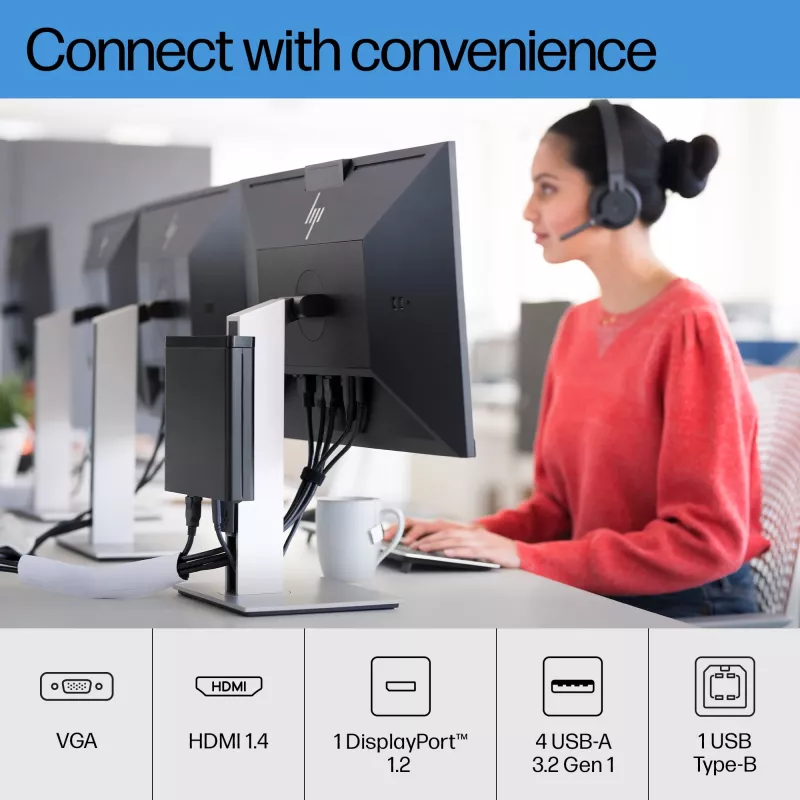 HP E-Series E24 G4 FHD Monitor, 60.5 cm (23.8 inch), 1920 x 1080 pixels, Full HD, LCD, 5 ms, Black