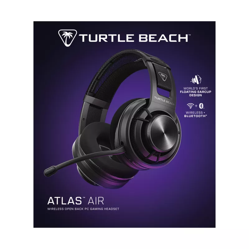 Turtle Beach Atlas Air Wireless Open Back PC Gaming Headset with 24-bit High-Fidelity Audio, Broadcast Grade Mic, Floating Earcup, Memory Foam Cushions and Bluetooth for PC