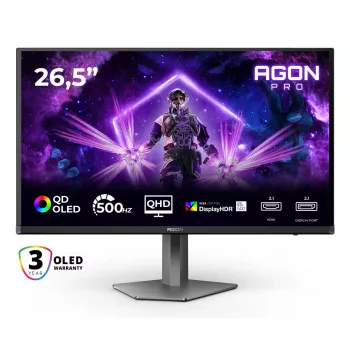 AOC AGON PRO AG276QKD2 computer monitor 67.3 cm (26.5 inch) 2560 x 1440 pixels Quad HD QD-OLED Black, Grey