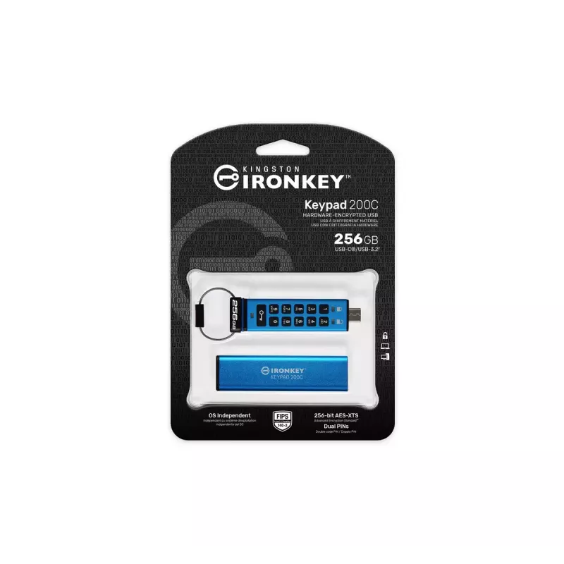 Kingston Technology IronKey 256GB USB-C Keypad 200C, FIPS 140-3 Lvl 3 AES-256