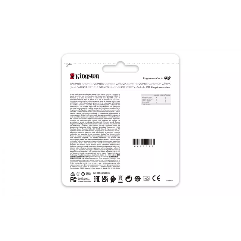 Kingston Technology DataTraveler 64GB USB3.2 Gen 1 Exodia M (Black + Blue) - 2 Pieces