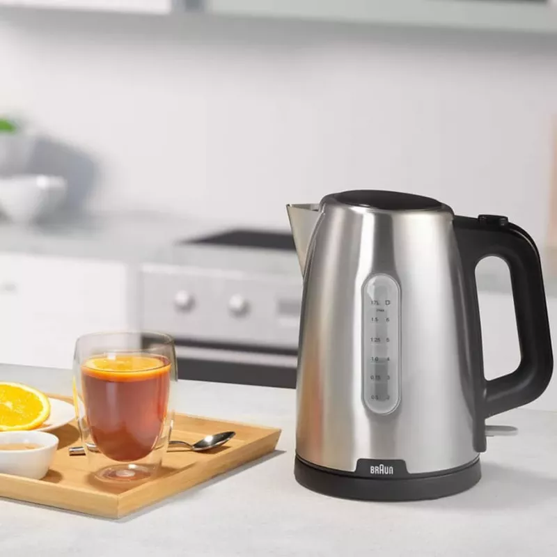 Braun PurShine WK102AI-WK1500BK electric kettle 1.7 L 2200 W Black, Stainless steel