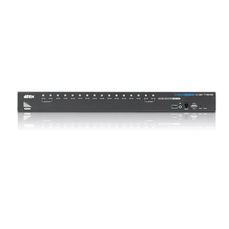 ATEN 16-Port USB - HDMI KVM Switch with USB Peripheral port, 1920 x 1200 pixels, WUXGA, 8.66 W, Black