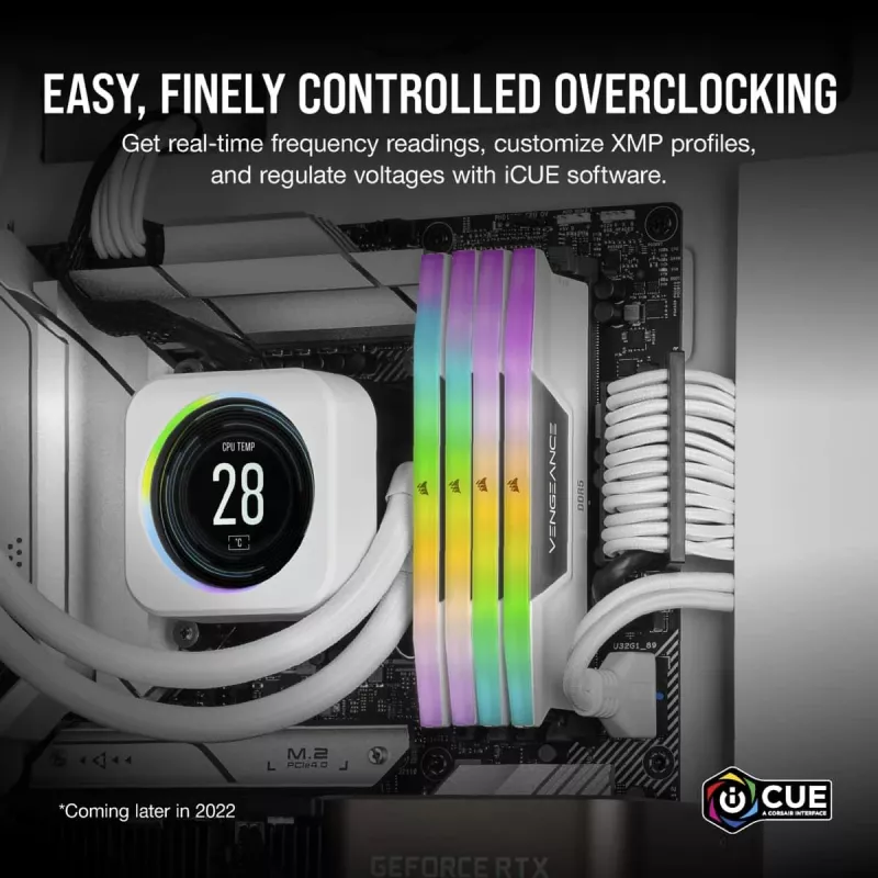 CORSAIR Memory 64GB DDR5 (2x32gb) Dram 5200mt/s CL40 Memory Kit Vengeance RGB White