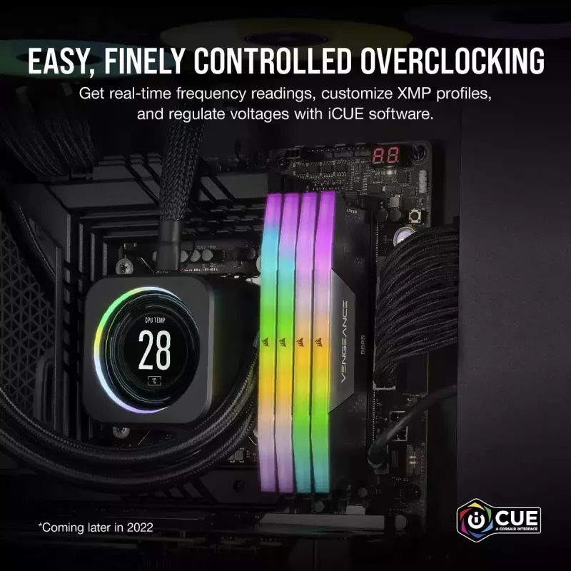 DIMM 128 GB DDR5-5600 (4x 32 GB) Quad-Kit, Arbeitsspeicher schwarz, CMH128GX5M4B5600C40, Vengeance RGB, INTEL XMP