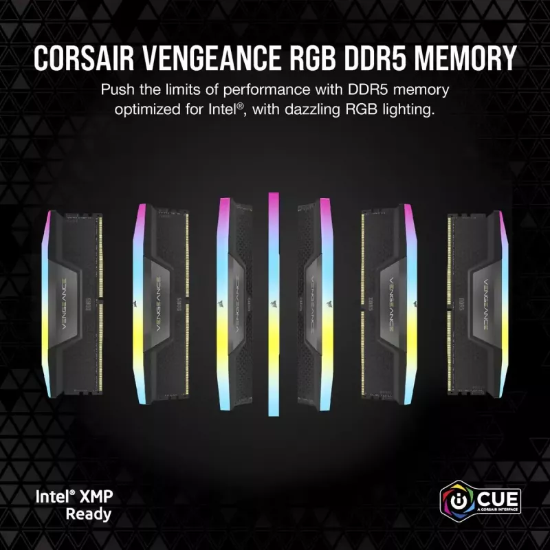 CORSAIR Memory 32GB DDR5 (2x16gb) Dram 6400mt/s CL32 Vengeance RGB Memory Kit - Black