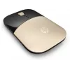HP Z3700 Gold Wireless Mouse, Ambidextrous, Optical, RF Wireless, 1200 DPI, Gold