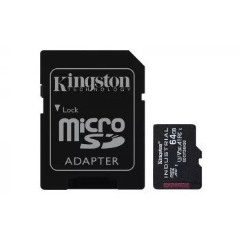 Kingston Technology 64GB microSDXC Industrial C10 A1 pSLC Card + SD Adapter
