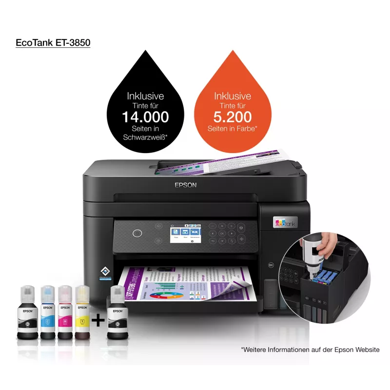 Epson EcoTank ET-3850 Inkjet A4 4800 x 1200 DPI 33 ppm Wi-Fi