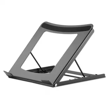Manhattan Laptop and Tablet Stand, Adjustable (5 positions), Suitable for all tablets and laptops up to 15.6 inch, Portable and Lightweight, Steel, Black, Lifetime Warranty