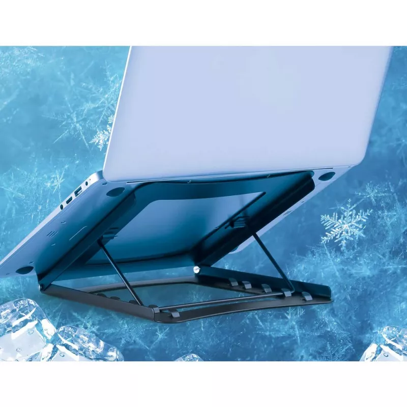 Manhattan Laptop and Tablet Stand, Adjustable (5 positions), Suitable for all tablets and laptops up to 15.6 inch, Portable and Lightweight, Steel, Black, Lifetime Warranty