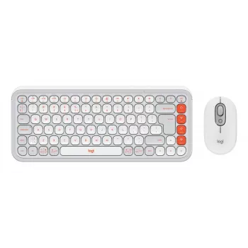Logitech POP Icon Combo Keyboard Mouse Universal Bluetooth QWERTY US International Orange White