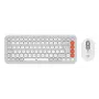 Logitech POP Icon Combo Keyboard Mouse Universal Bluetooth QWERTY US International Orange White