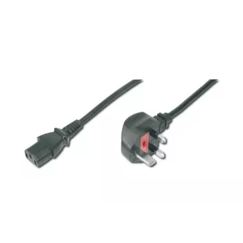 DIGITUS Power Cord UK plug 90deg angled - C13 M/F 2m H05VV-F3G 1.00 qmm fuse 5A black