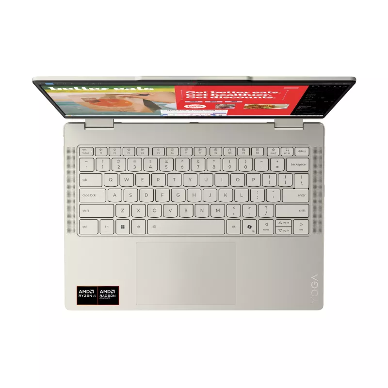 Lenovo Yoga 7 2-in-1 14AKP10 Copilot+ PC AMD Ryzen™ AI 7 350 Hybrid (2-in-1) 35.6 cm (14 inch) Touchscreen 2.8K 16 GB LPDDR5x-SDRAM 1 TB SSD Wi-Fi 7 (802.11be) Windows 11 Home German Grey