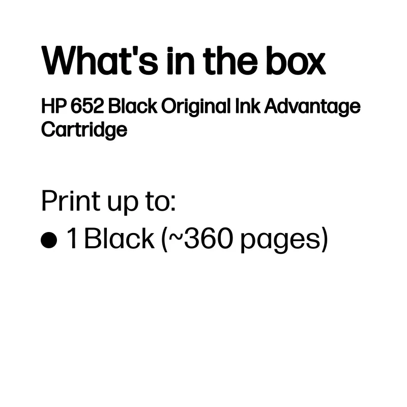 HP 652 Black Original Ink Advantage Cartridge