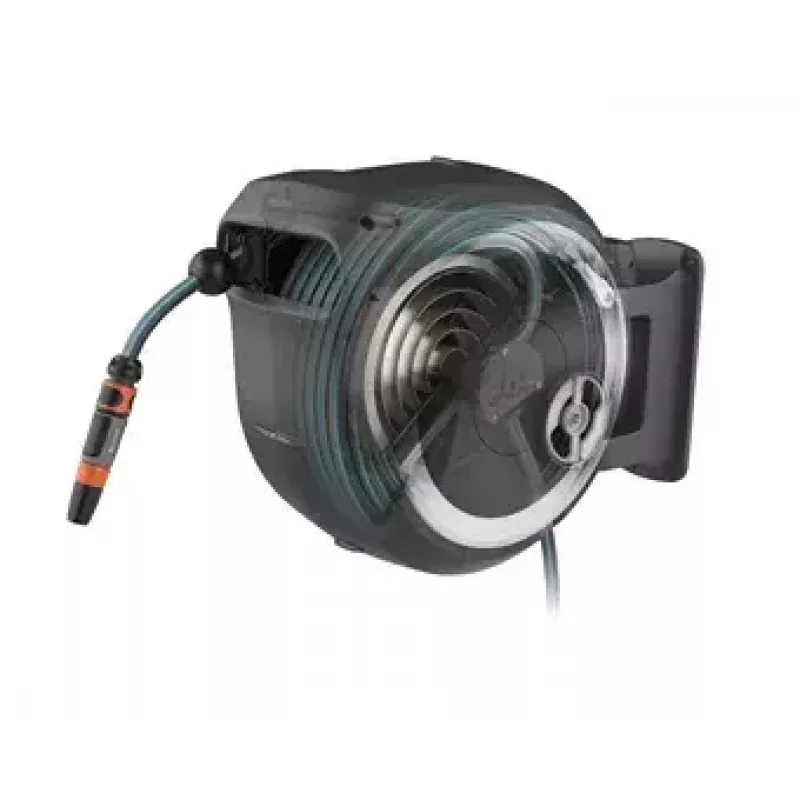 Wall-mounted reel Gardena RollUp Automatic Black Grey