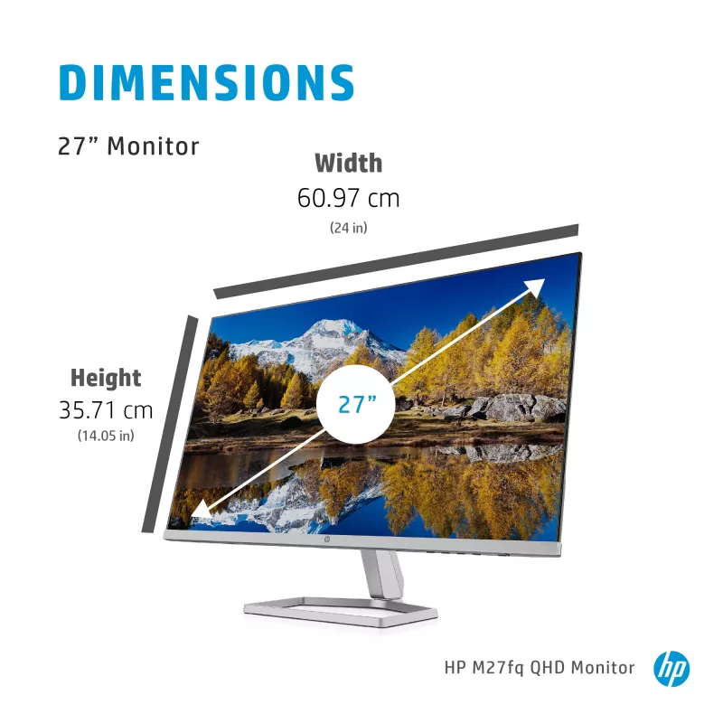 Monitor HP M27fq 27 inch Quad HD 2560x1440 IPS LCD, 300 cd/m², 75 Hz, 5 ms, Silver