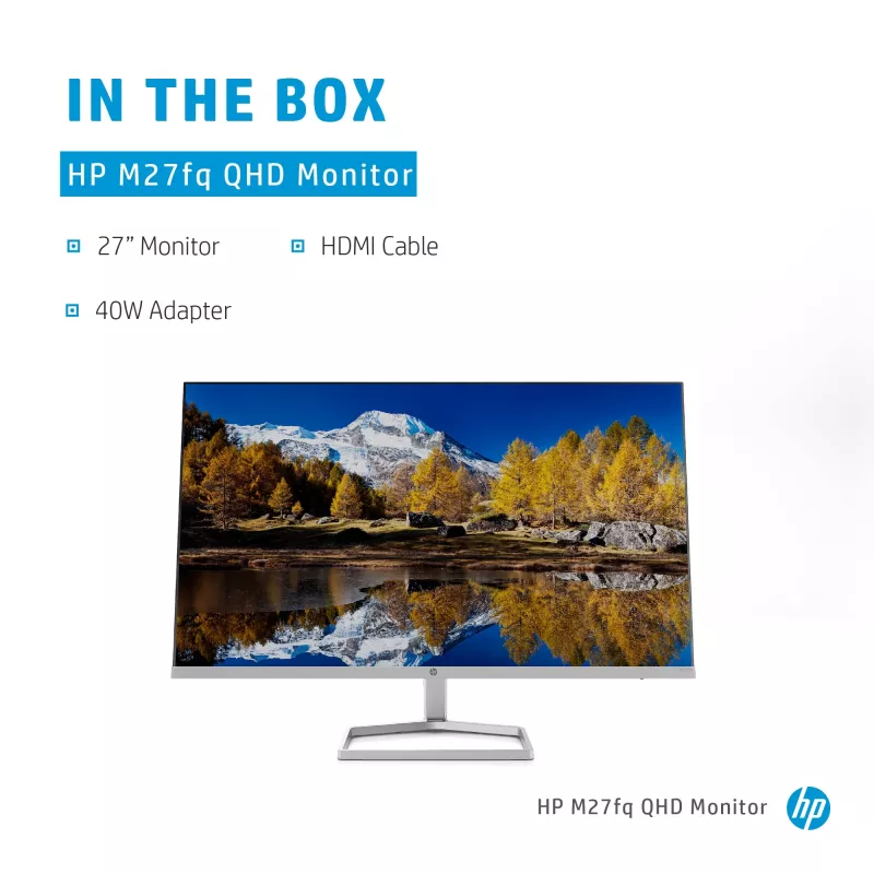Monitor HP M27fq 27 inch Quad HD 2560x1440 IPS LCD, 300 cd/m², 75 Hz, 5 ms, Silver