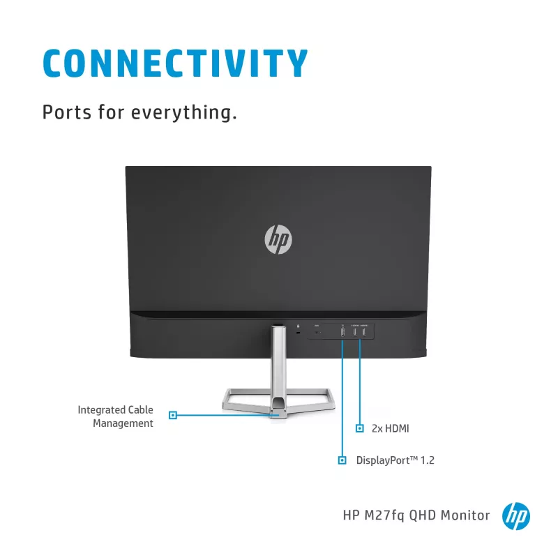 Monitor HP M27fq 27 inch Quad HD 2560x1440 IPS LCD, 300 cd/m², 75 Hz, 5 ms, Silver