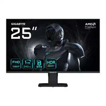 GIGABYTE GS25F2A 25 inch FHD Gaming Monitor - 1920 x 1080, 240Hz, 1ms, 300 cd/m², Display HDR 10, HDMI 2.0, Displayport 1.4