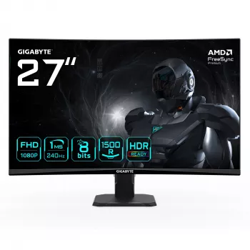 GIGABYTE GS27FC2 27 inch FHD Curved Gaming Monitor - 1920 x 1080, 240Hz, 1, 350 cd/m², HDR Ready, HDMI 2.0, Displayport 1.4