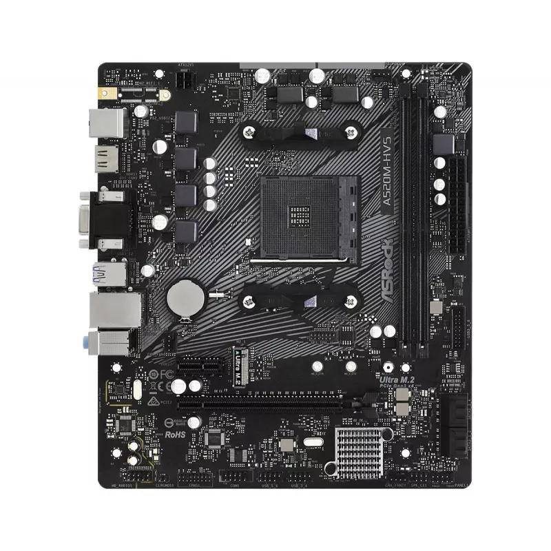 ASRock Motherboard A520M-HVS AM4 AMD A520 2 X DDR4 USB 3.2 SATA 3 7.1ch HD Audio mATX