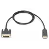 DIGITUS DisplayPort adapter cable, DP - DVI (24+1) M/M, 2m w/interlock, DP 1.2 compatible, CE Black