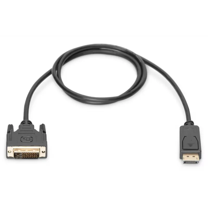 DIGITUS DisplayPort adapter cable, DP - DVI (24+1) M/M, 2m w/interlock, DP 1.2 compatible, CE Black