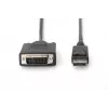 DIGITUS DisplayPort adapter cable, DP - DVI (24+1) M/M, 2m w/interlock, DP 1.2 compatible, CE Black