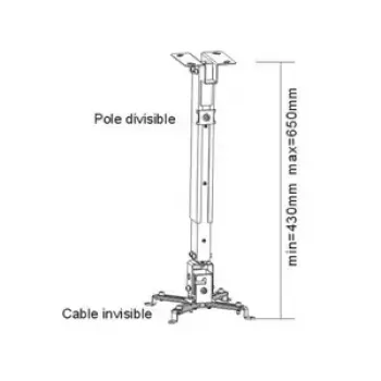 Ceiling mount Sunne PRO02, max load 20 kg, silver finish