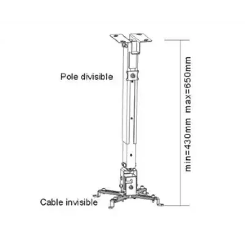 Ceiling mount Sunne PRO02, max load 20 kg, silver finish
