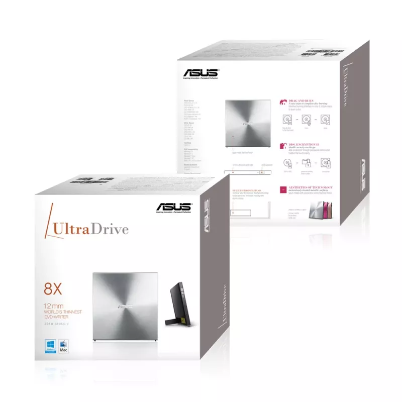 ASUS SDRW-08U5S-U optical disc drive DVD Super Multi DL Metallic