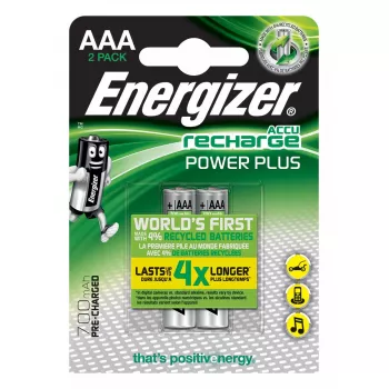Rechargeable battery Energizer Power Plus AAA NiMH 1.2 V, 2 pcs, 44.5 mm x 10.5 mm, 11 g