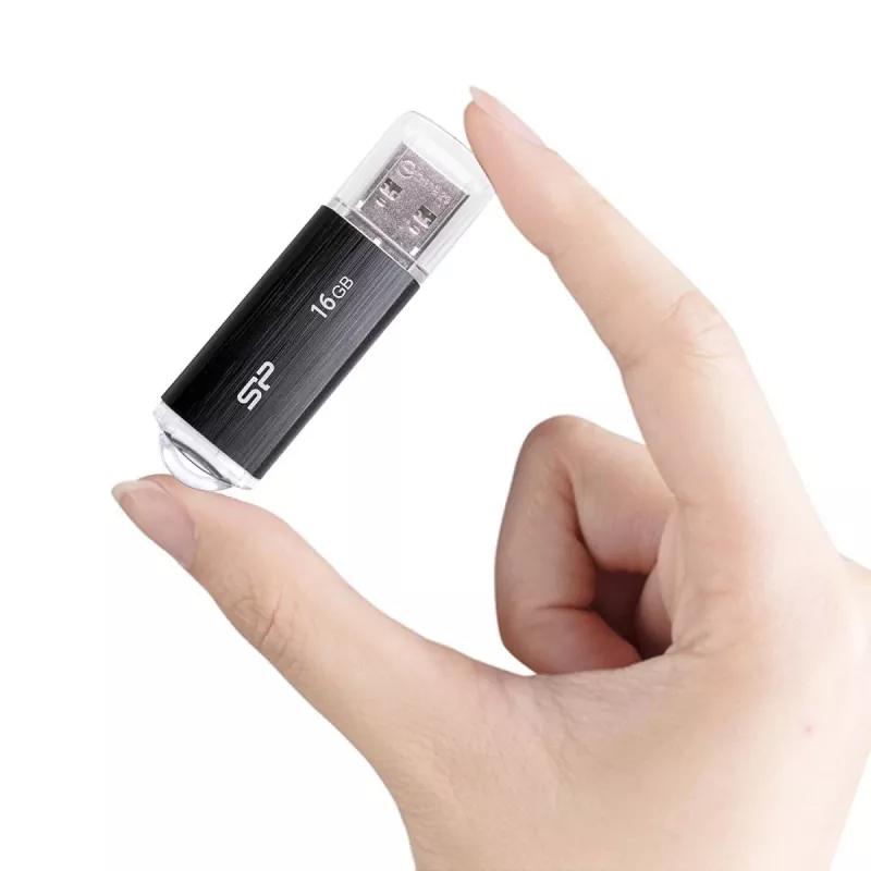 SILICON POWER Ultima U02 - 16GB USB Stick - USB 2.0 - Black (moq-30)