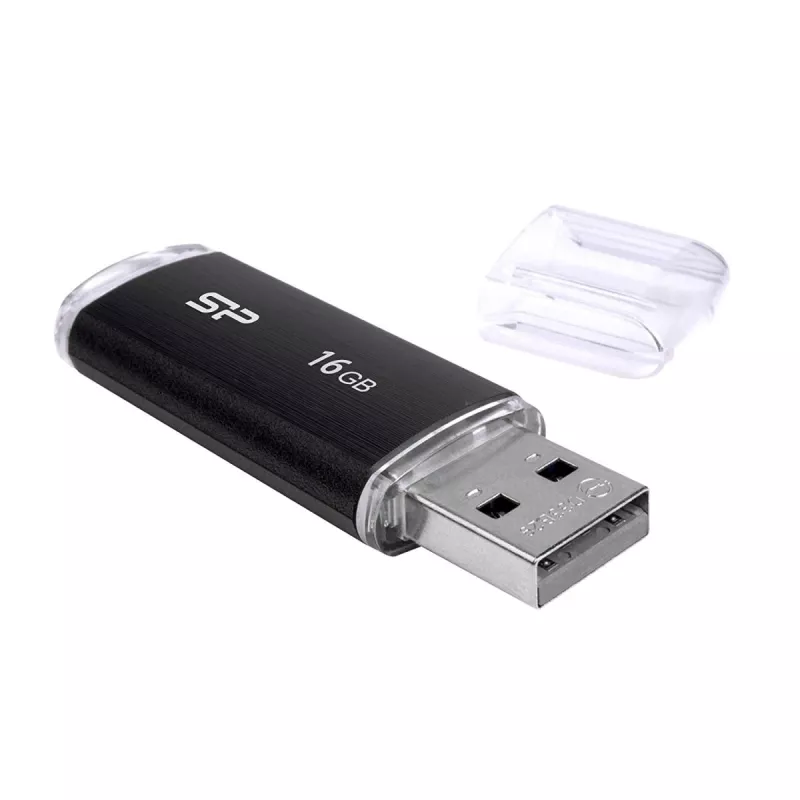 SILICON POWER Ultima U02 - 16GB USB Stick - USB 2.0 - Black (moq-30)